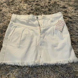 Free People white denim skirt